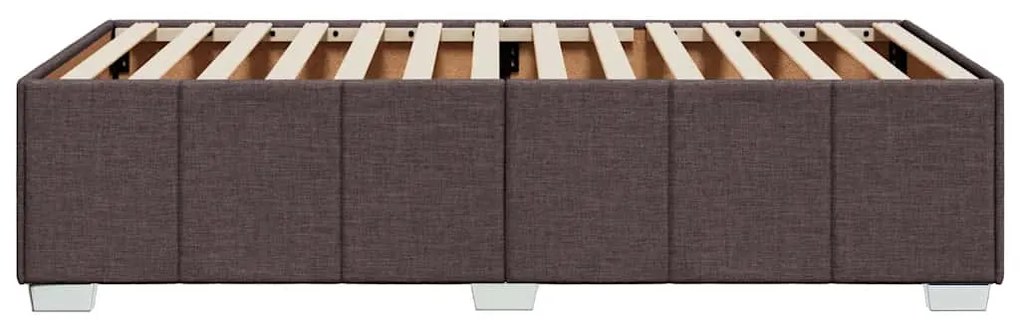 Estrutura de cama sem colchão 100x200 cm tecido castanho-escuro