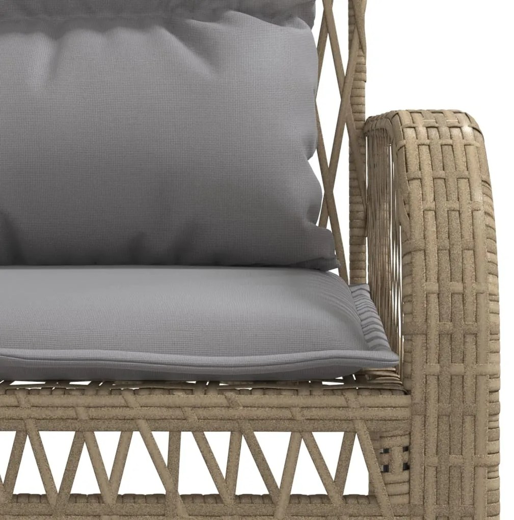 4 pcs conjunto de sofás para jardim c/ almofadões vime PE bege