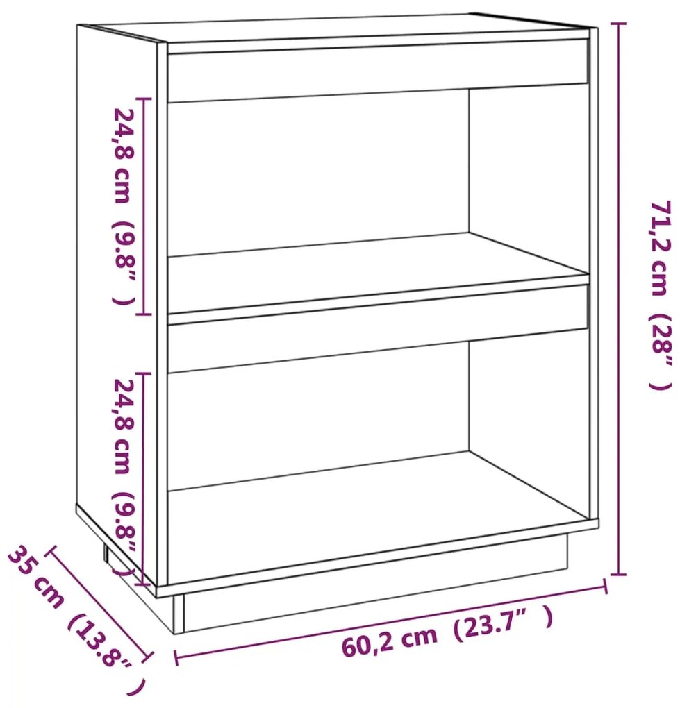 Estante para livros 60x35x71 cm pinho maciço castanho-mel