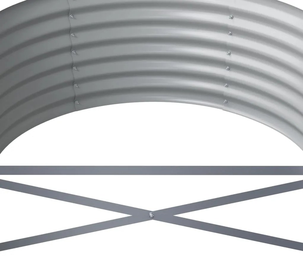 Canteiro elevado jardim 512x80x36cm aço revestido a pó prateado
