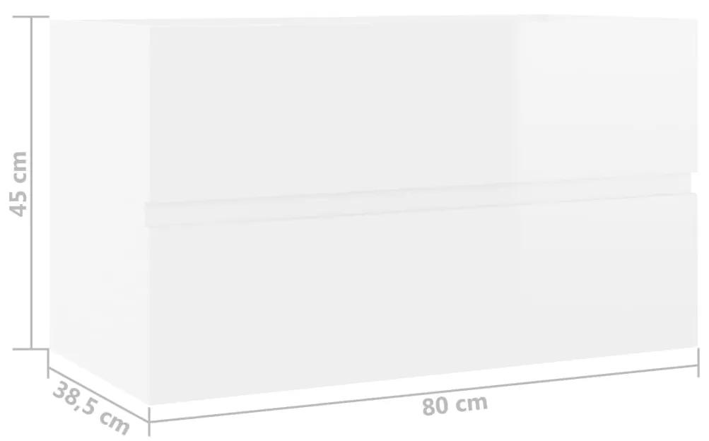 Armário lavatório 80x38,5x45 cm contraplacado branco brilhante