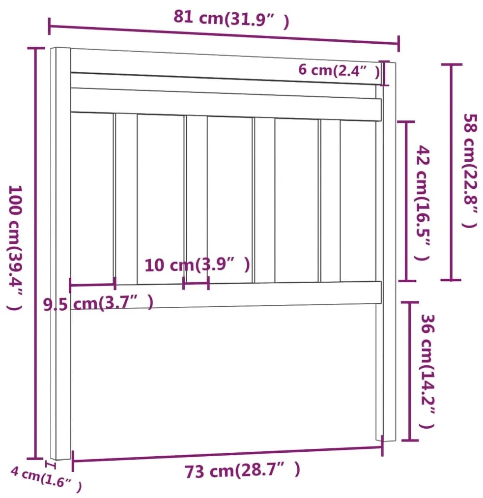 Cabeceira de cama 81x4x100 cm pinho maciço branco