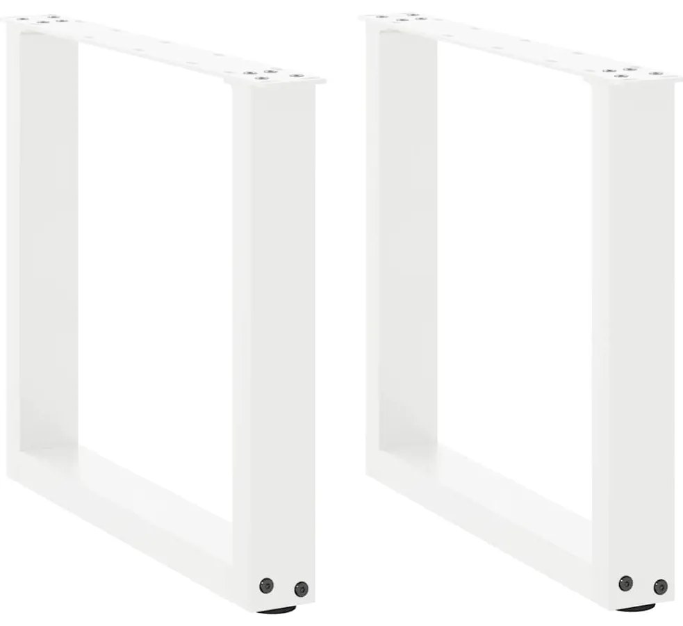 vidaXL Pés para mesa de centro em forma de U, 2 peças, branco, 50x (42-43) cm, aço
