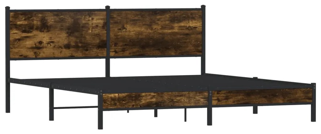 Estrutura de cama sem colchão 160x200 cm metal carvalho fumado