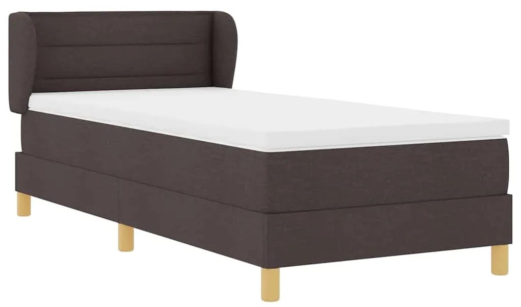 Cama Box Spring vidaXL com Colchão Castanho Escuro 90x200 cm Tecido
