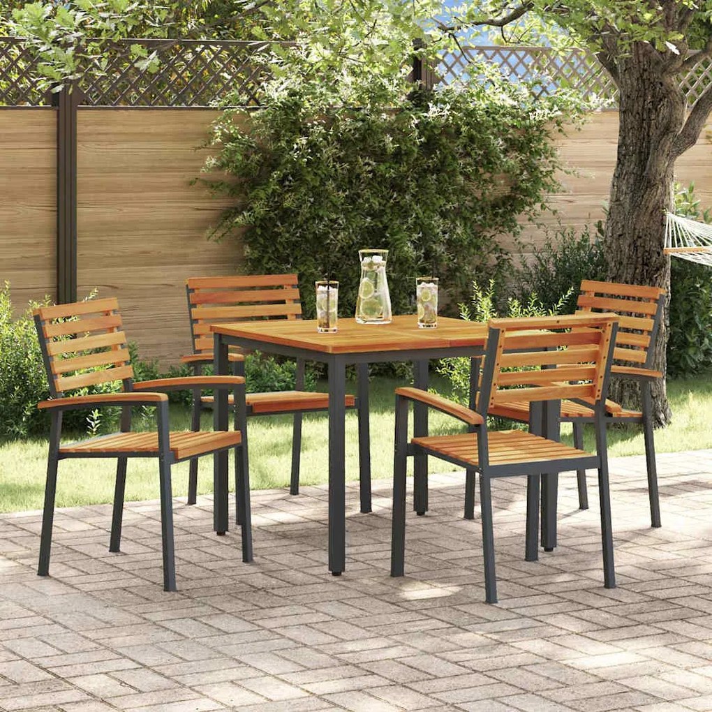 vidaXL Conjunto de Jantar para Jardim 5 pcs Preto