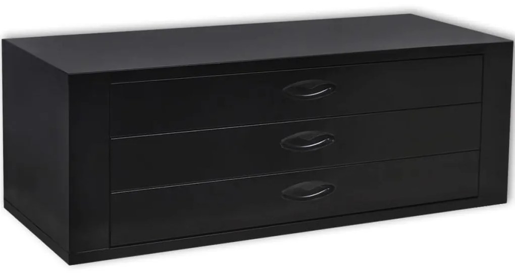 20121 vidaXL Caixa de ferramentas em metal 3 gavetas preto