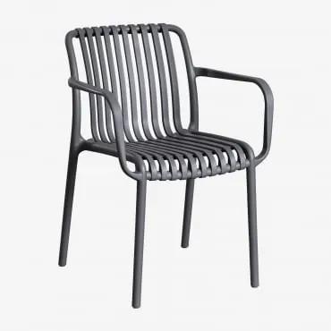Pacote de 2 cadeiras de jardim Wendell com braços Cinza Grafito - Sklum