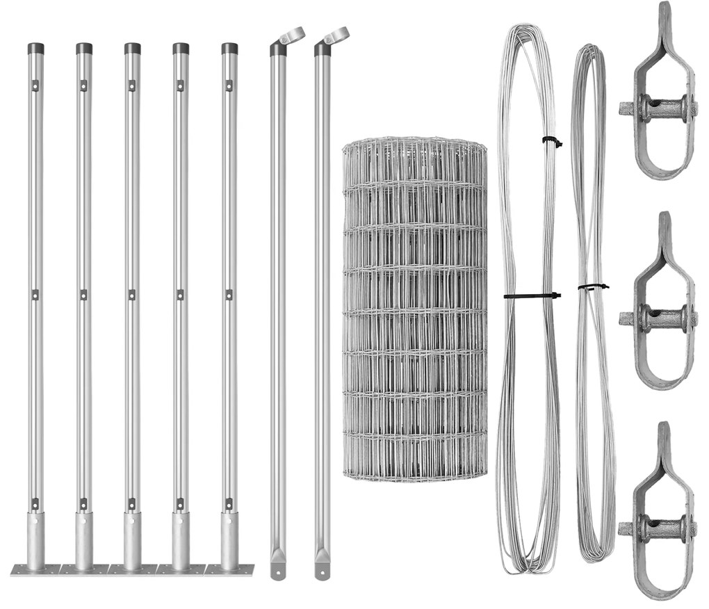 Cerca Euro com 7 Postes Flangados 0.4x10 m Aço Galvanizado