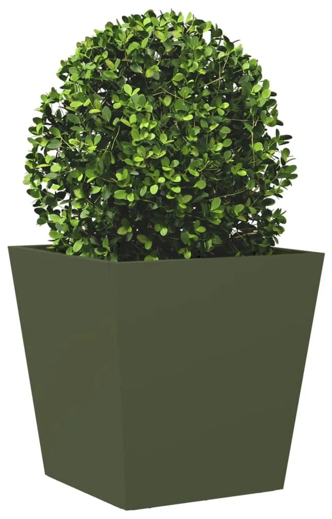 Vaso/floreira de jardim 40x40x40 cm aço verde azeitona