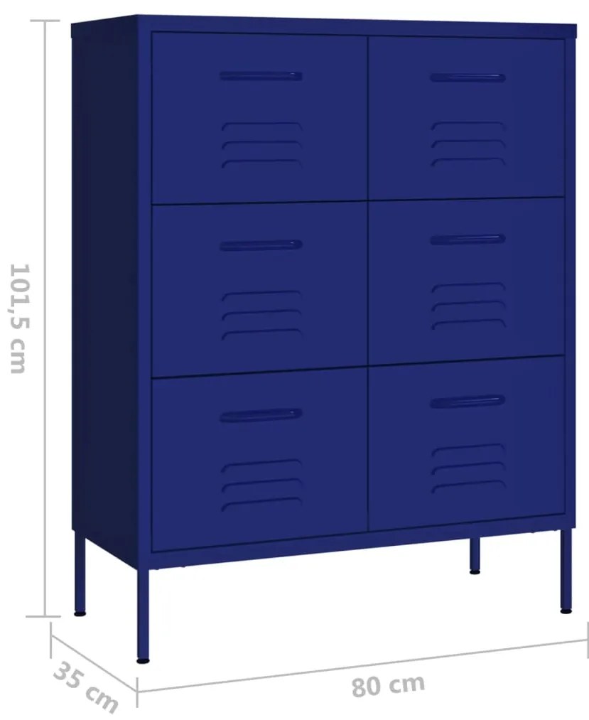 Armário com gavetas aço 80x35x101,5 cm azul-marinho