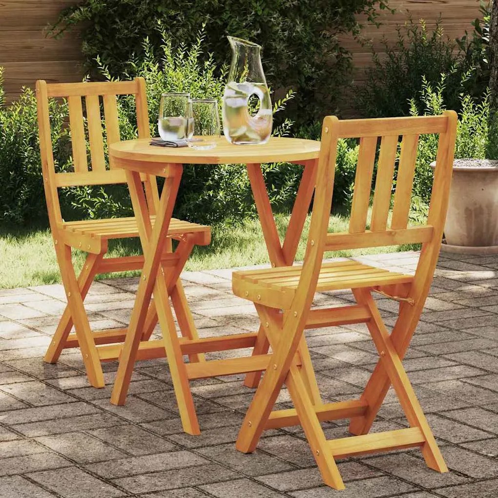 vidaXL Conjunto de Bistro Dobrável 3 Peças em Madeira Sólida de Acácia