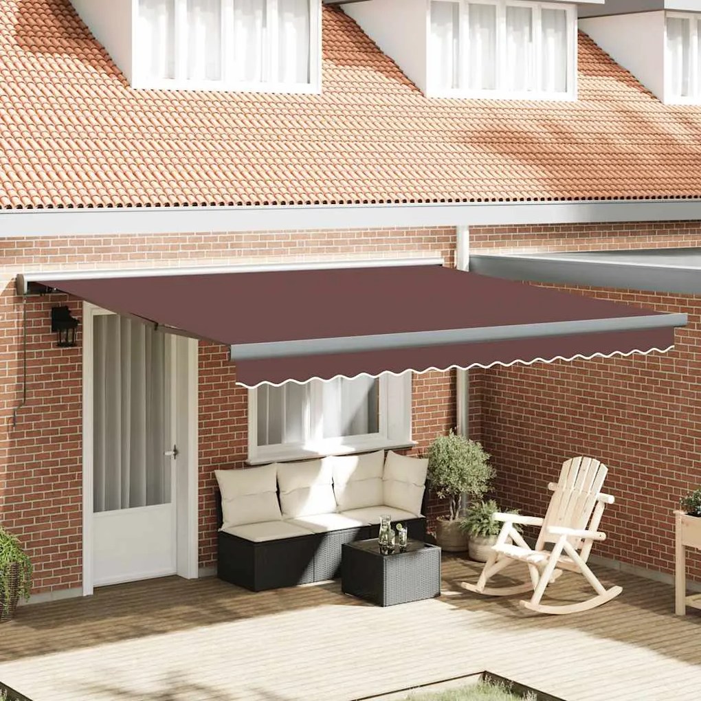 vidaXL Toldo retrátil manual 400x300 cm castanho