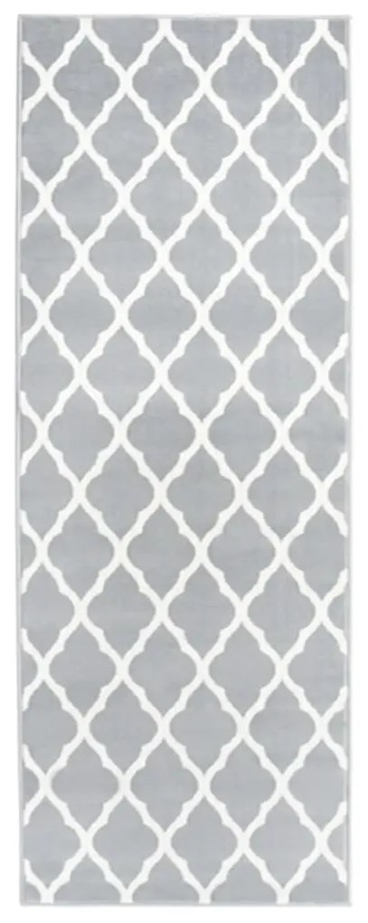 vidaXL Passadeira 100x350 cm polipropileno cinzento e branco