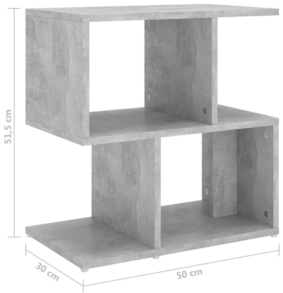 Mesa de cabeceira 50x30x51,5 cm contraplacado cinzento cimento
