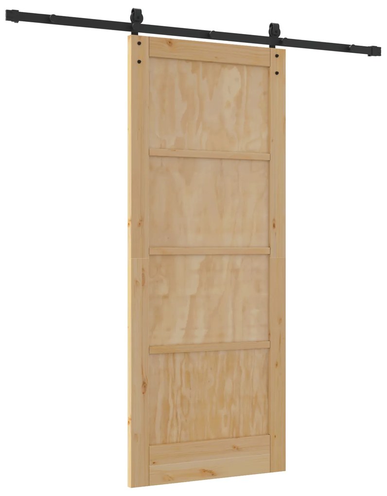 Porta Deslizante vidaXL com Conjunto de Ferragens 83x202 cm Madeira Ma