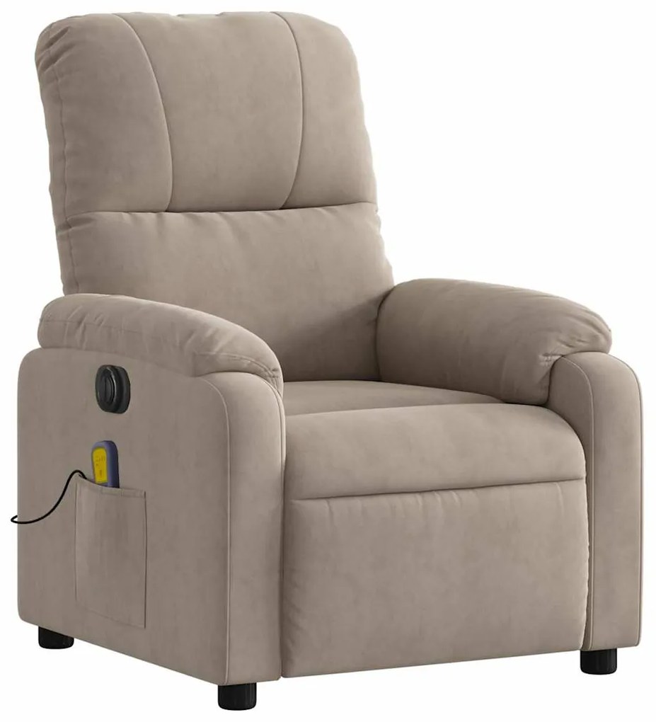 Poltrona massagens recli. elétrica microfibra cinza-acastanhado