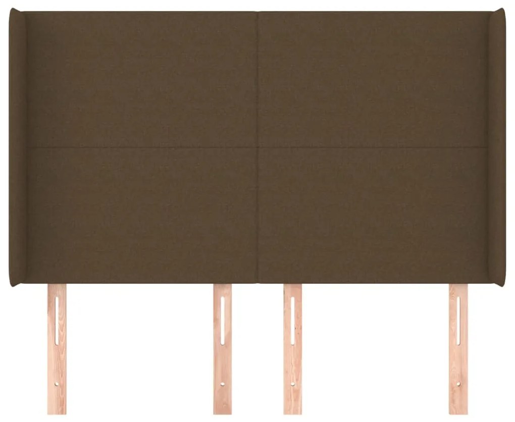 Cabeceira cama c/ abas tecido 147x16x118/128 cm castanho-escuro