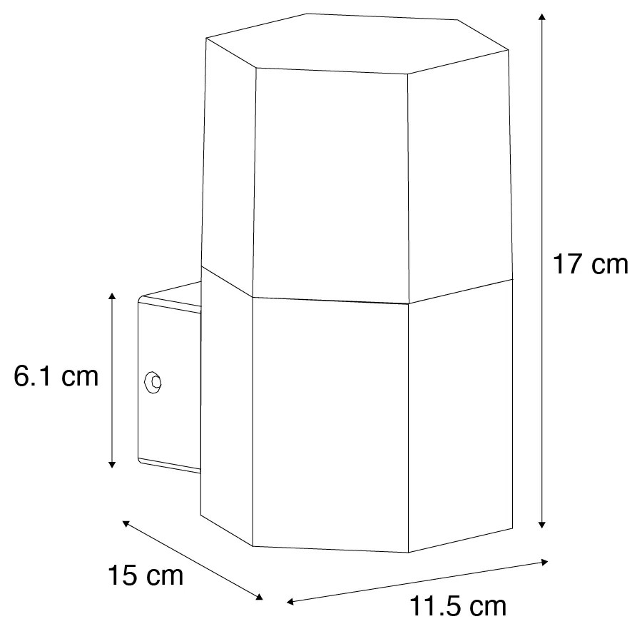 Aplique de parede exterior preto com vidro fumê hexagonal IP44 - Denmark Moderno