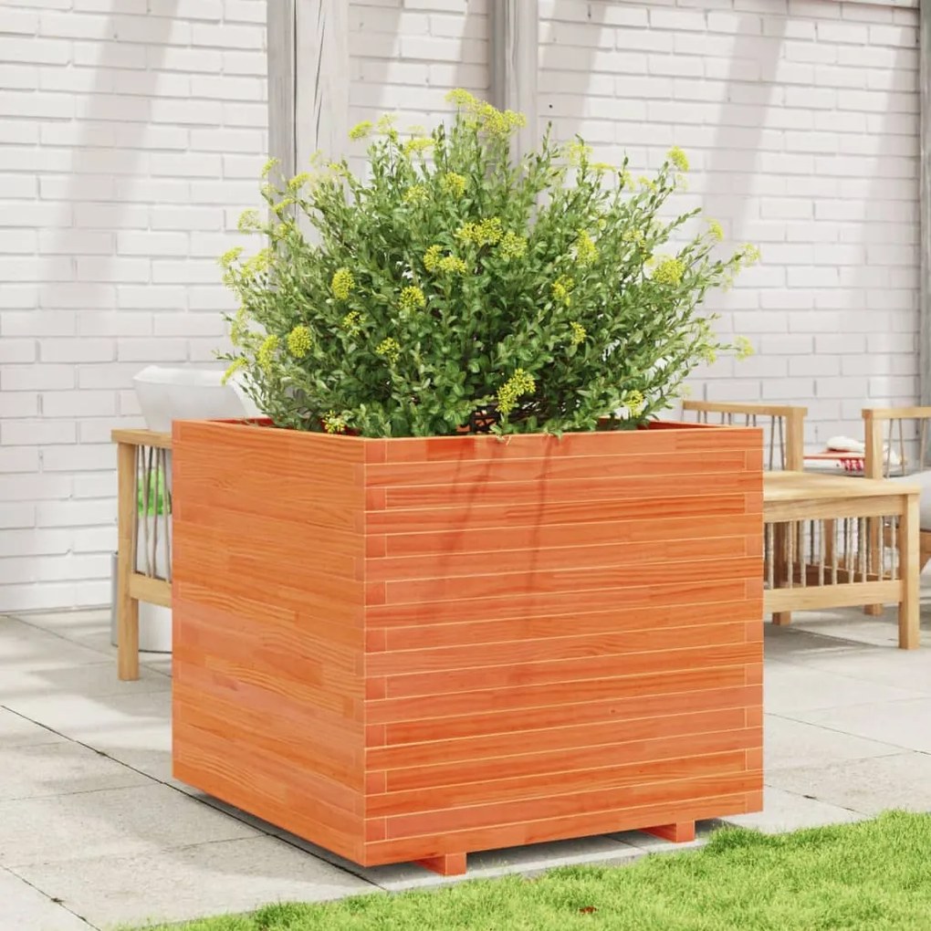 Vaso/floreira de jardim 80x80x72 cm pinho maciço castanho mel