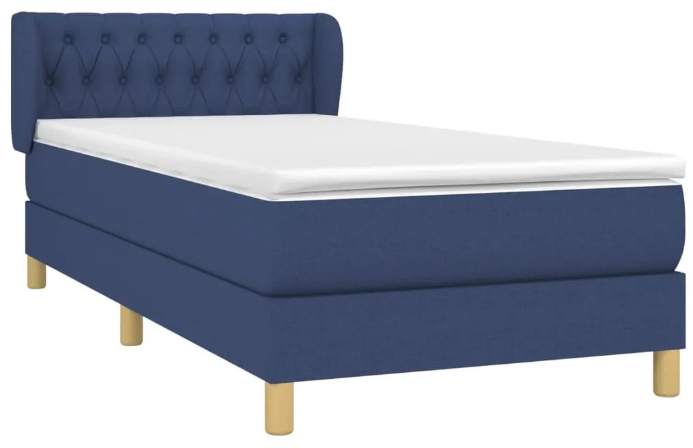 Cama com molas/colchão 90x190 cm tecido azul
