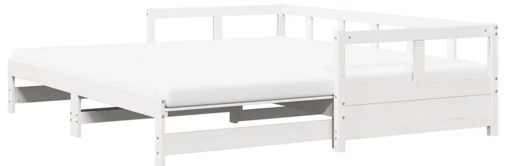 Sofá-cama c/ gavetão e colchões 80x200 cm pinho maciço branco