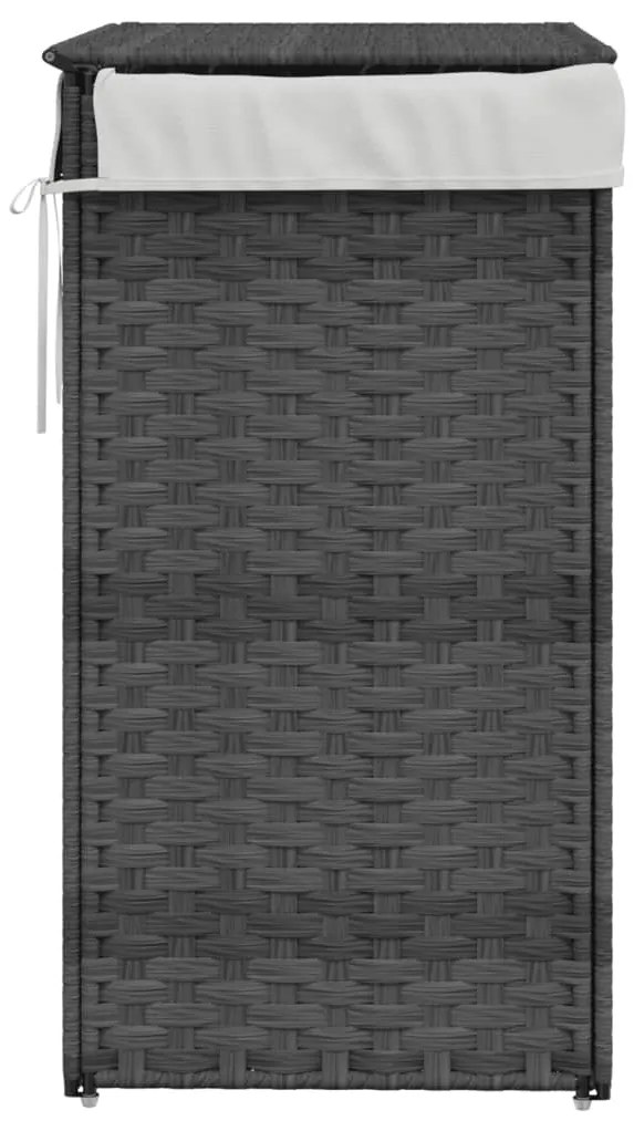 Cesto para roupa suja com tampa 46x33x60 cm vime PE cinzento