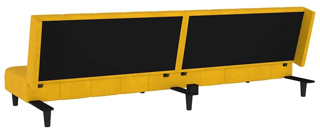 Sofá-cama de 2 lugares veludo amarelo
