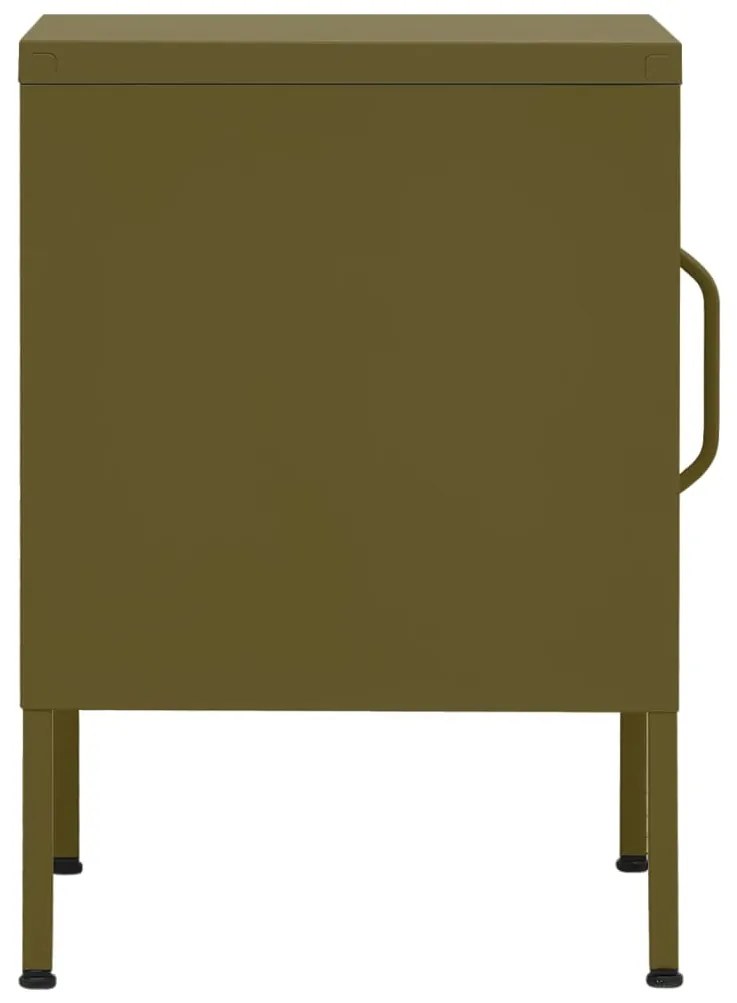 Mesa de cabeceira aço 35x35x51 cm verde-azeitona