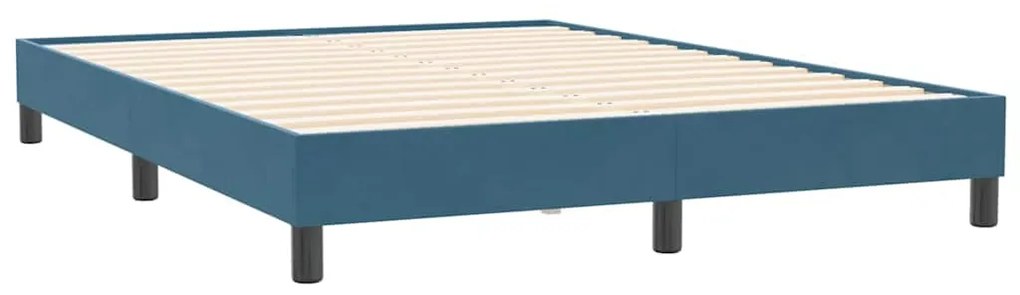 Estrutura de cama sem colchão 140x210 cm veludo azul-escuro