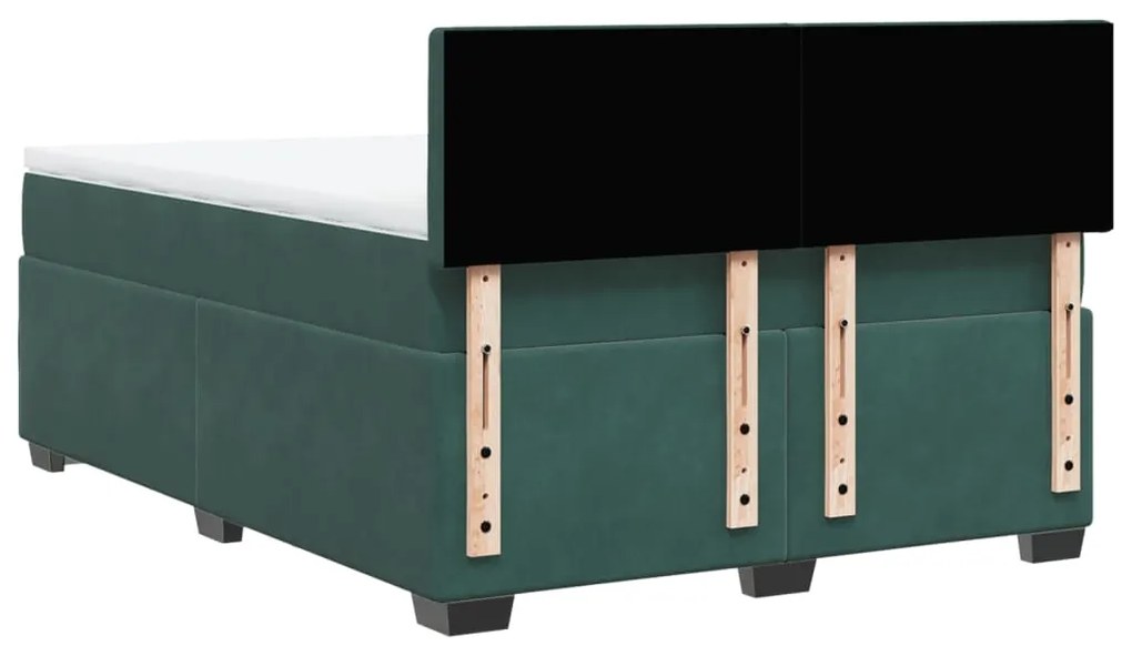 Cama com molas/colchão 140x190 cm veludo verde-escuro