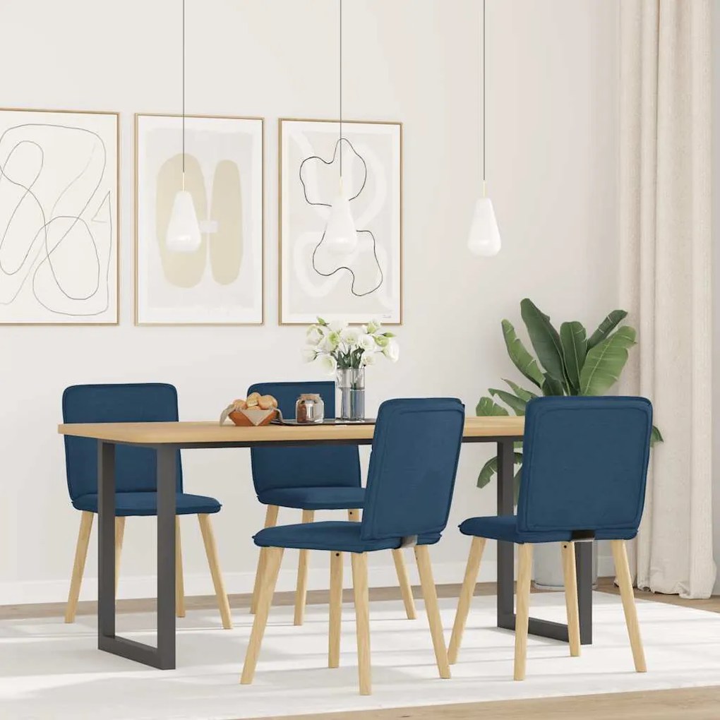 vidaXL Cadeiras de jantar 4 pcs tecido azul