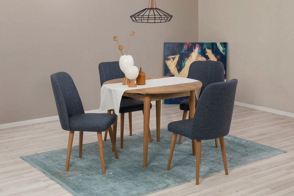 Mesa de Jantar Extensível e Conjunto de Cadeiras Vina – Pinho Atlântic