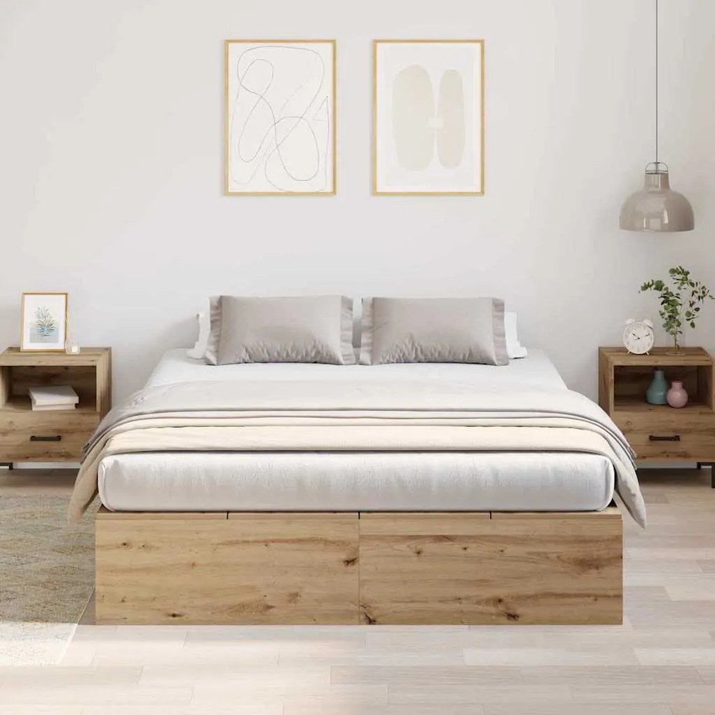 Cama de Armazenamento Carvalho Artisan 150 x 200 cm