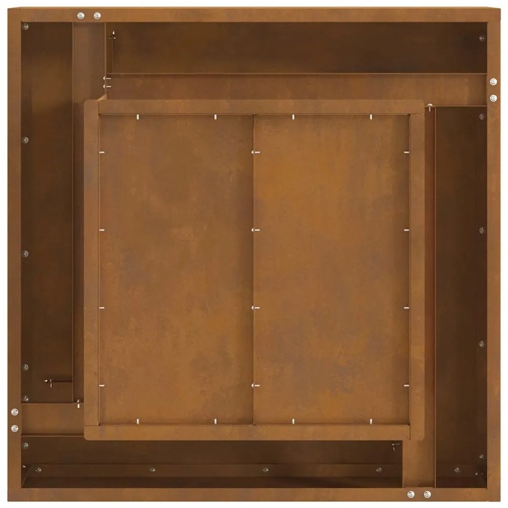 Fogueira quadrada 60x60x30 cm em metal oxidado