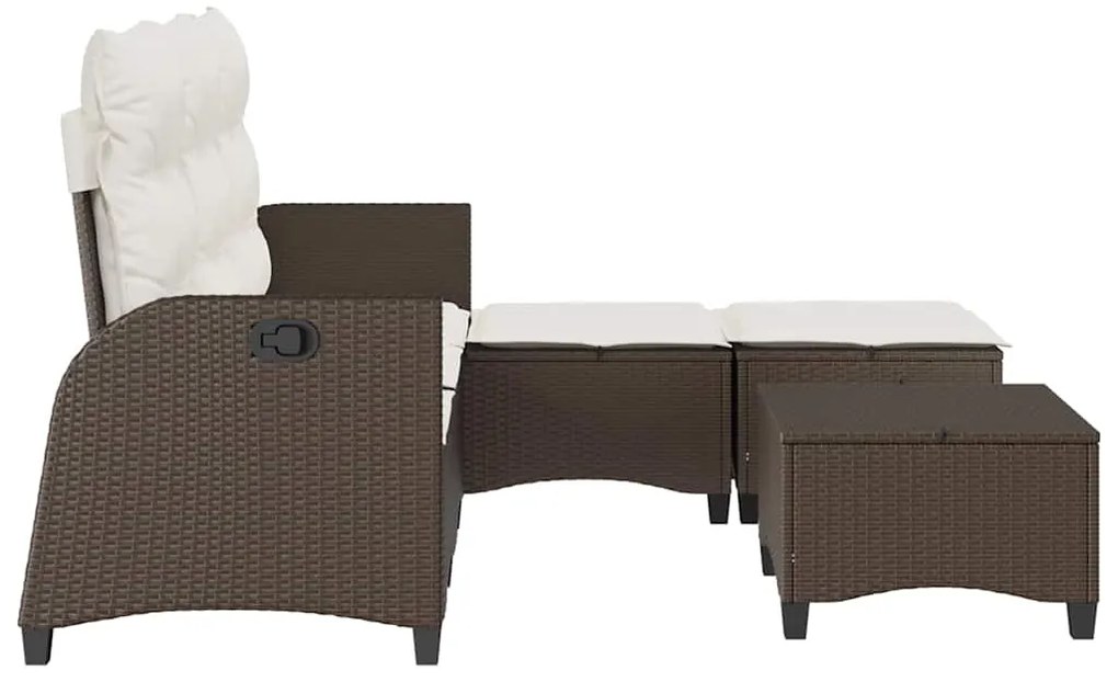 3 pcs conjunto sofás de jardim com almofadões em L vime PE