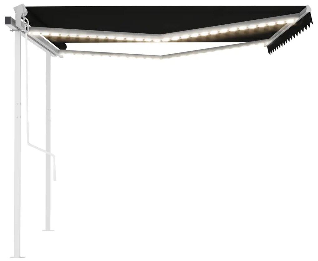 Toldo automático c/ LED e sensor de vento 4,5x3,5 m antracite