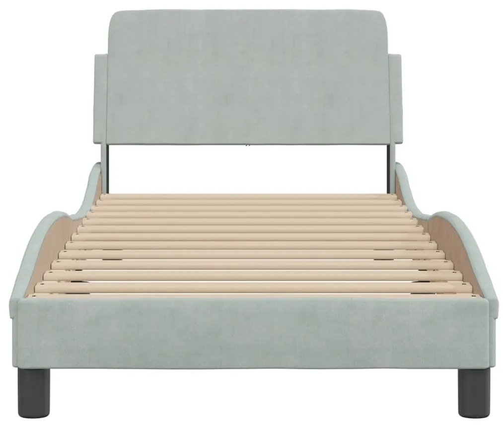 Estrutura de cama sem colchão 90x190 cm veludo cinzento-claro