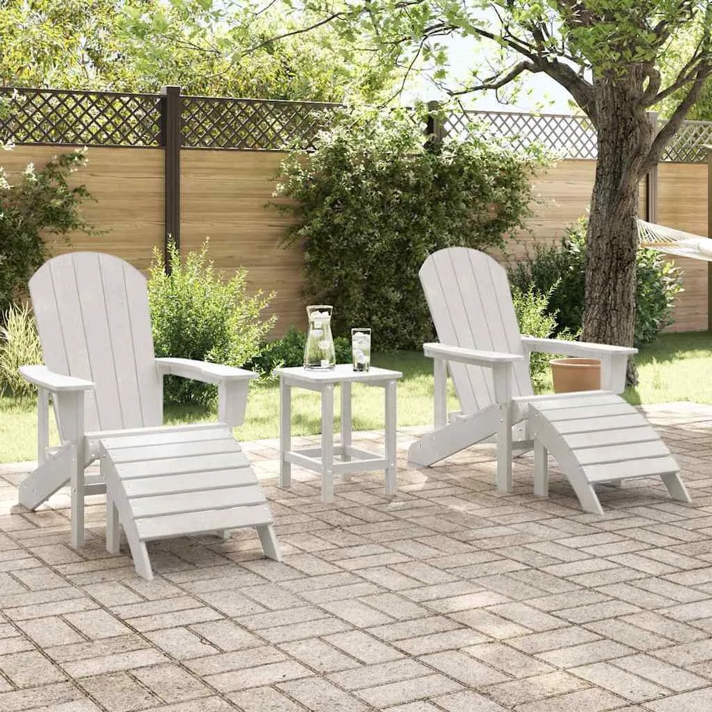 Cadeiras Adirondack vidaXL com Apoios de Pés 2 pcs Branco HDPE