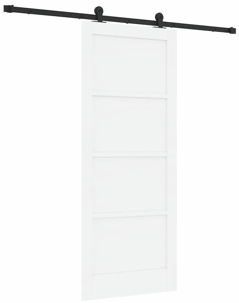 Porta Deslizante com Kit de Hardware Branca 83x202 cm Madeira Sólida d