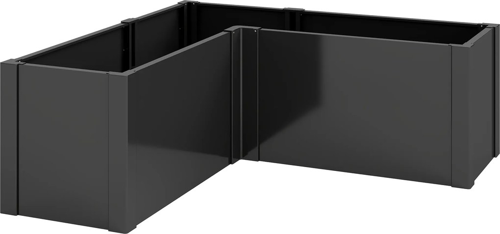 Outsunny Canteiro em L para Flores, Resistente às Intempéries, Canteiro de Plantio/Estufa em Aço Galvanizado 150 x 150 x 55 cm Preto | Aosom Portugal