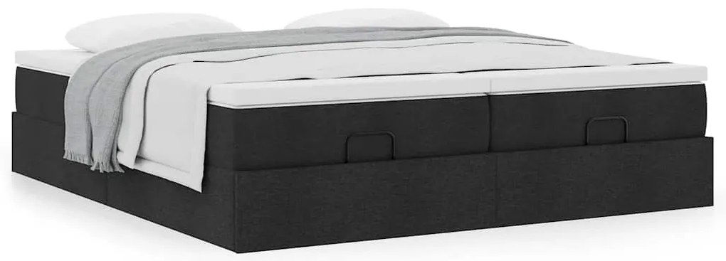 63 / 5,000vidaXL Estrutura de cama otomana com colchões tecido preto