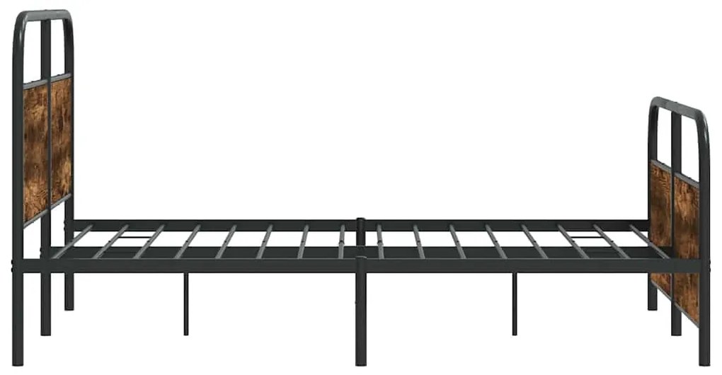 Estrutura de cama sem colchão 140x200 cm metal carvalho fumado