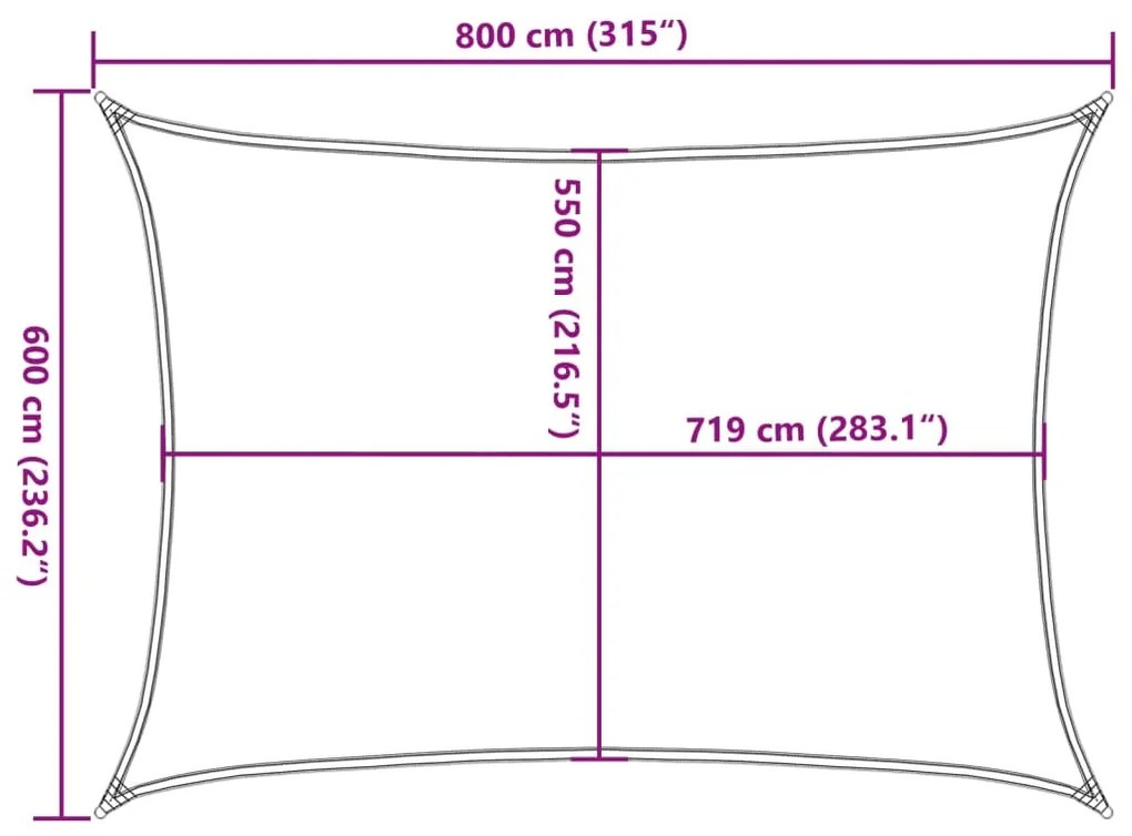 Para-sol estilo vela 160 g/m² 6x8 m PEAD antracite