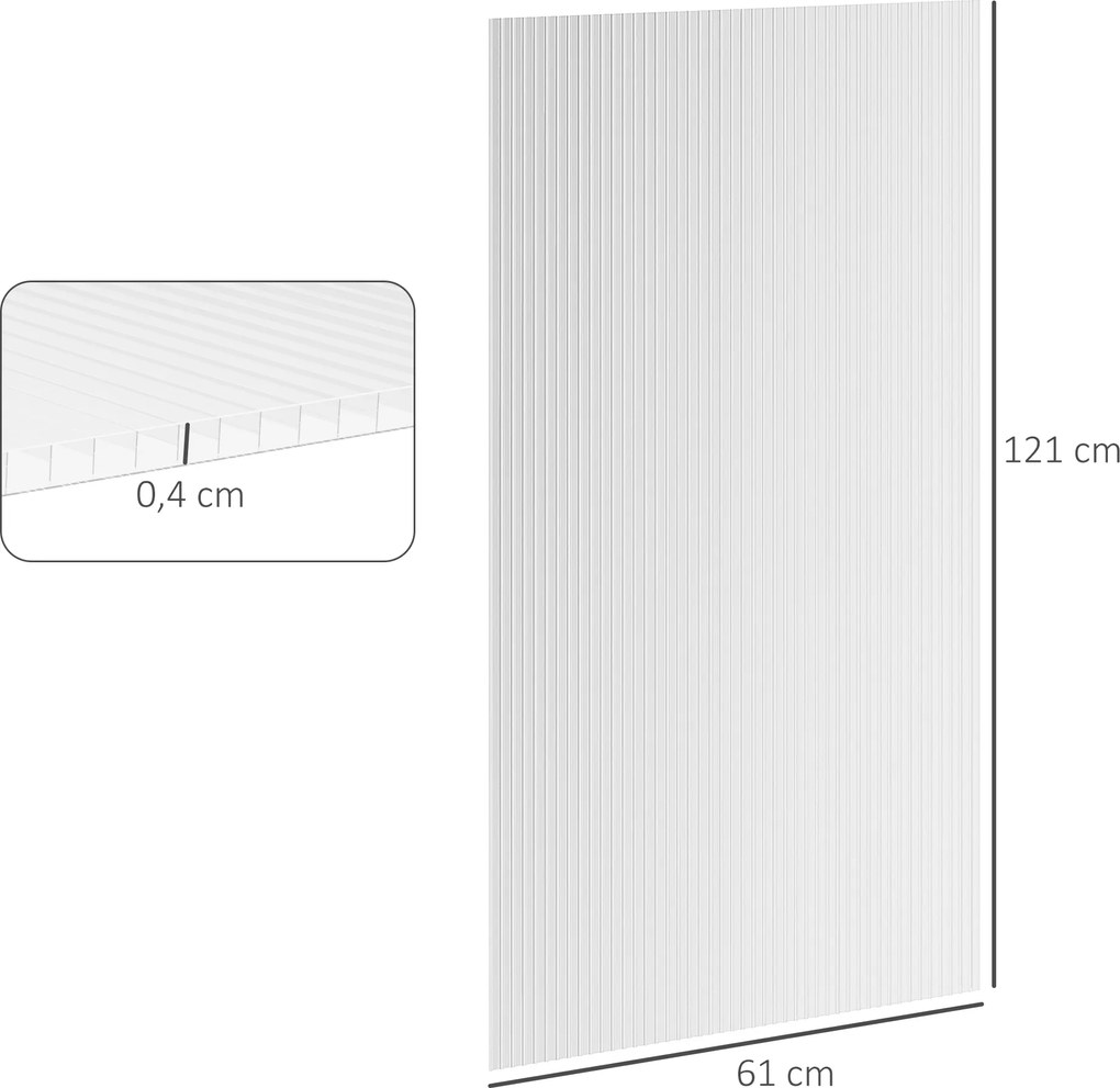Conjuntos 14 painéis de policarbonato dimensões de cada painel 121 C x 61 L alveolar de 4 mm (ESTRUTURAS NÃO INCLUIDAS), resistentes aos raios UV, per