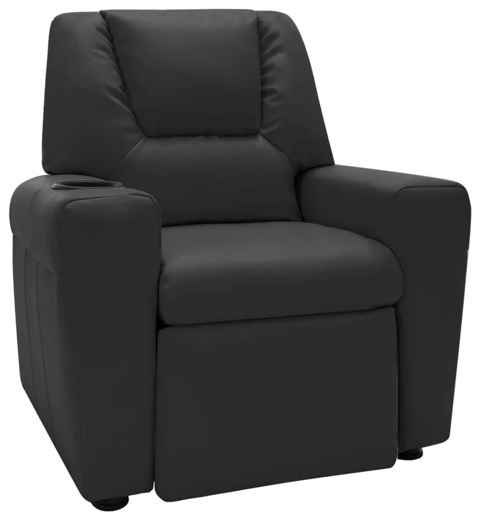 324041 vidaXL Poltrona reclinável infantil couro artificial preto
