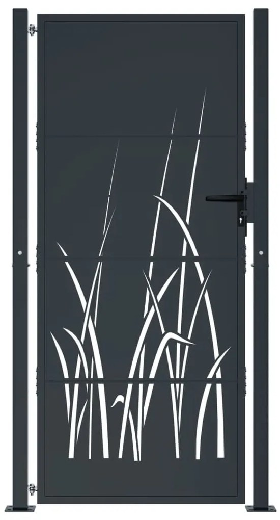 Portão de jardim 105x205 cm aço design erva antracite