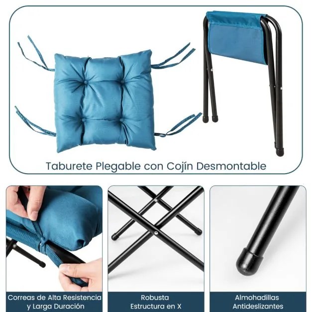 Poltrona reclinável com pufe com almofada Apoio de pés Apoio de braços Sofá para sala Quarto 75 x 81 x 94,5 cm Azul