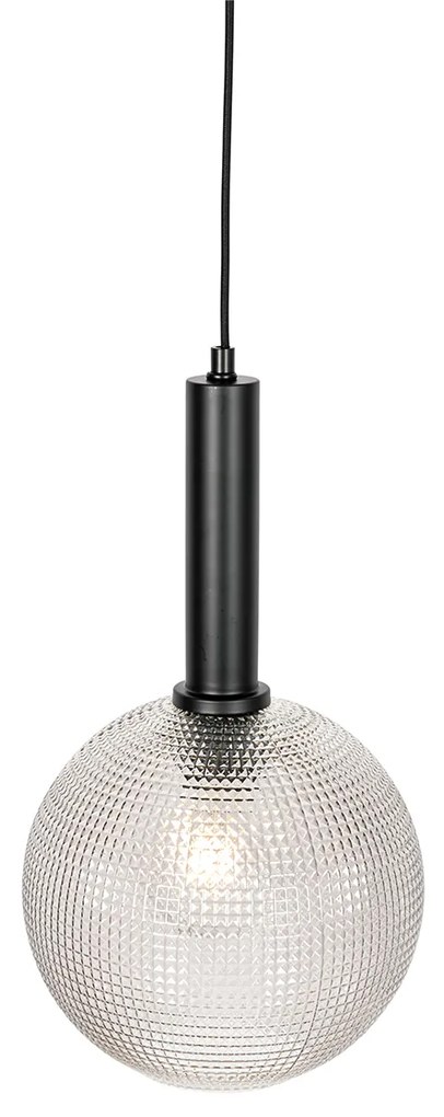 Candeeiro de suspensão design preto com vidro fumê - Chico Design