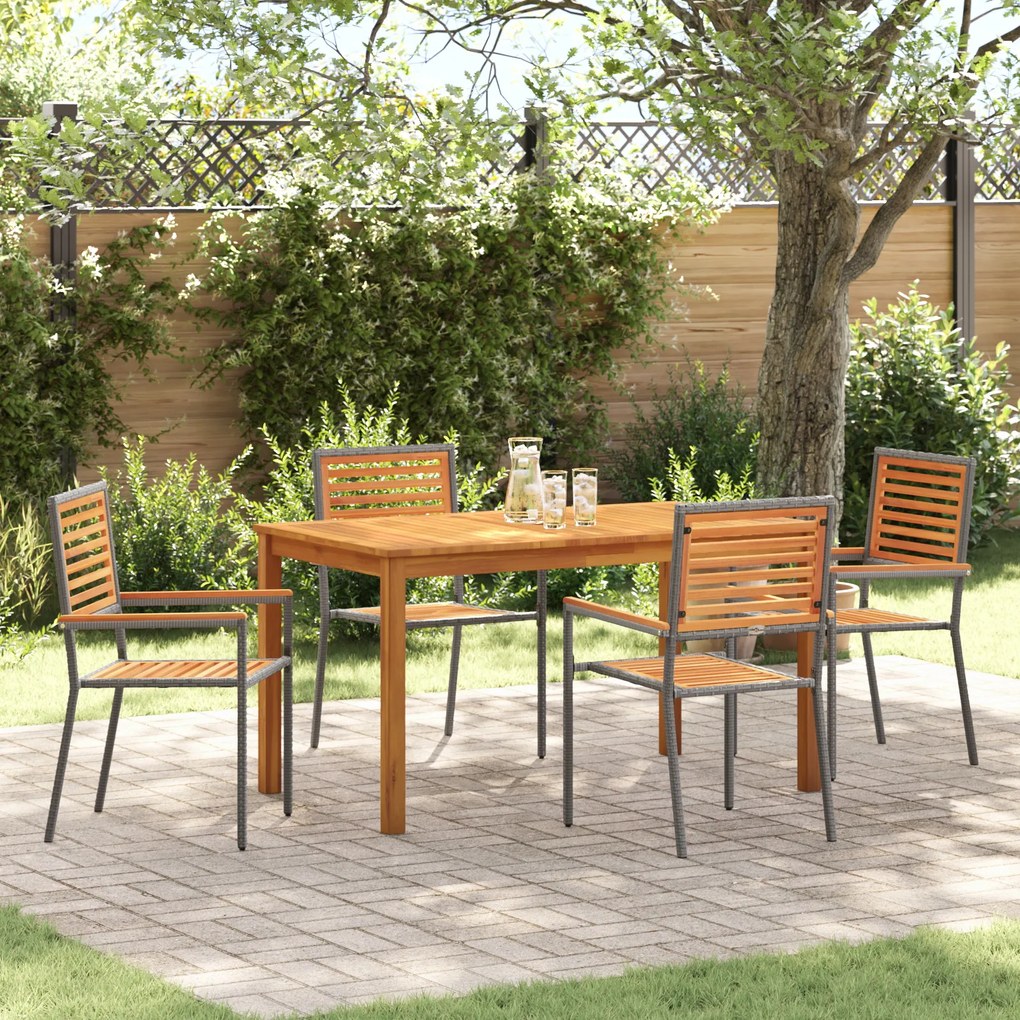 vidaXL Conjunto de Jantar de Jardim 5 Peças Cinza em Polyrattan Acaí